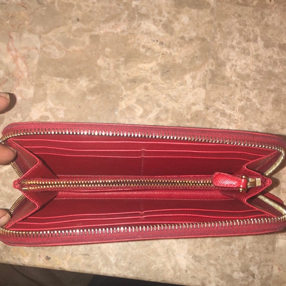 Prada Red Large Saffiano Leather Zip Around Wallet - Picture 5 of 10